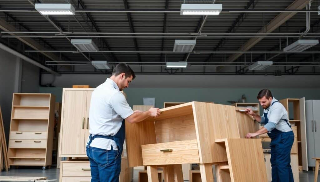 صورة لفنيين متخصصين في فك وتركيب الأثاث