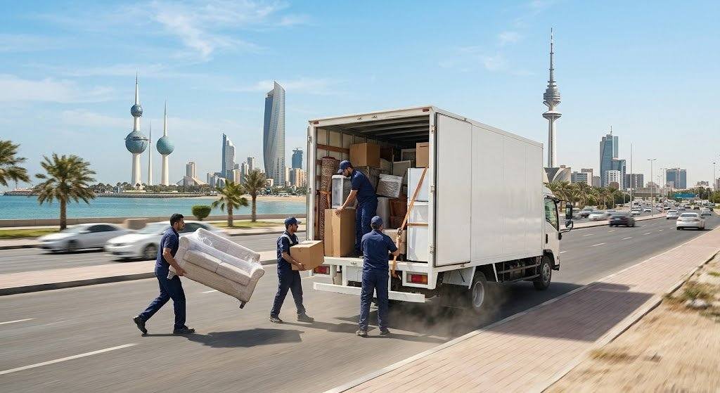 فريق عمل محترف ومجهز يقوم بتغليف وتحميل الأثاث بوقت قياسي لتقديم خدمة أسرع نقل عفش الكويت مع ضمان الأمان التام للمنقولات.