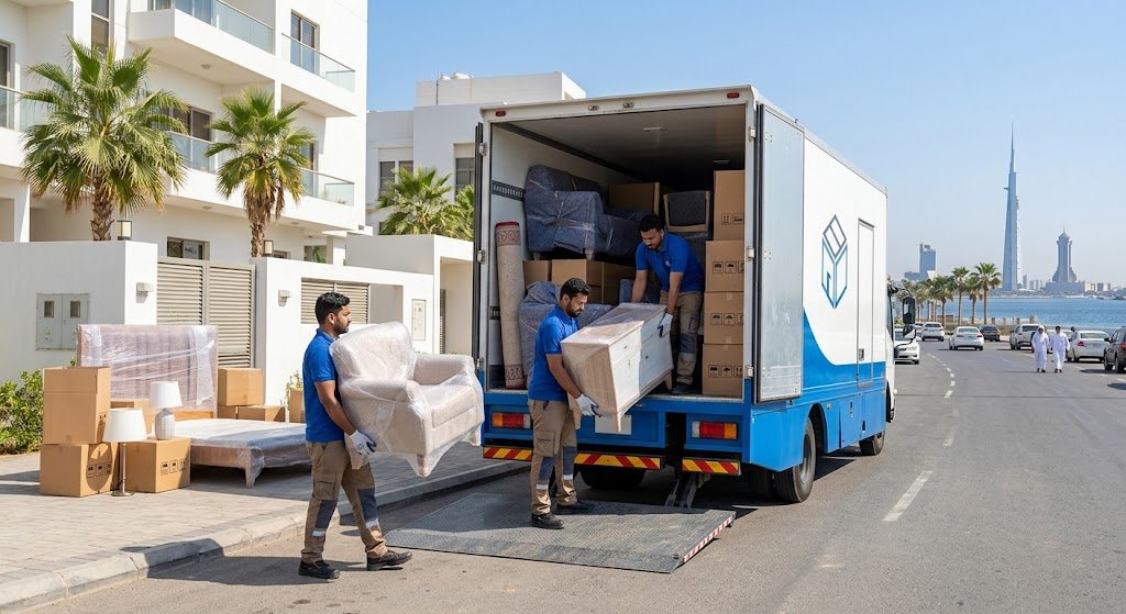 فريق متخصص يقوم بفك وتغليف ونقل العفش بأمان واحترافية ضمن خدمات نقل عفش الروضه بالكويت