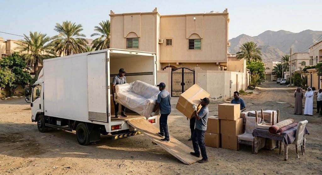 فريق عمل محترف يقوم بفك وتغليف ونقل الأثاث بعناية ضمن خدمات نقل عفش الدوحة بالكويت لضمان حماية المنقولات وسلامتها.