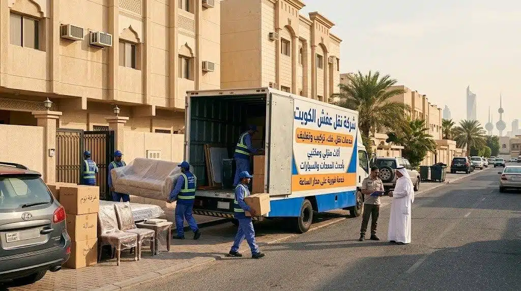 تغليف الأثاث بطبقات الفوم والبطانيات قبل النقل في الكويت